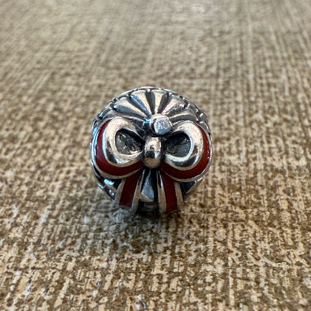 Pandora Silver and Red Bow Charm - Authentic!